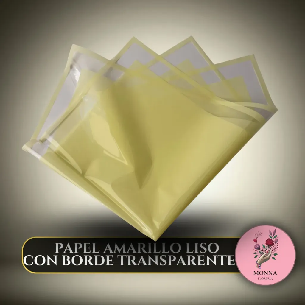 PAPEL AMARILLO LISO CON BORDE TRANSPARENTE